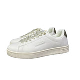 Sneakers bianche da donna Ellesse in pelle con inserti oro  sul tallone, logo laterale.