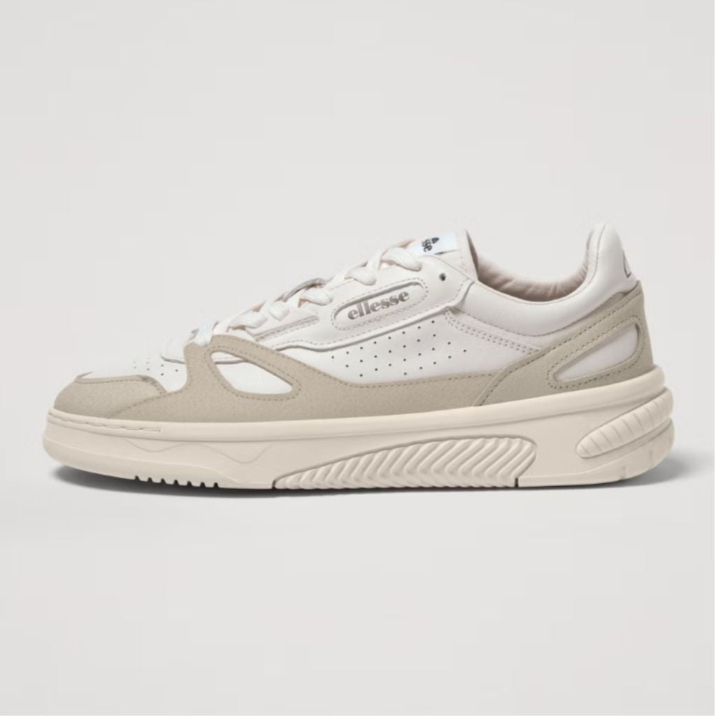 Sneakers unisex Ellesse LS914 in pelle e suede color beige con lacci coordinati e logo Ellesse sulla linguetta