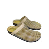 Mule Gagliotta GC in pelle beige con rete glitterata multicolor, suola sughero 3 cm.