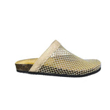 Mule Gagliotta GC in pelle beige con rete glitterata multicolor, suola sughero 3 cm.