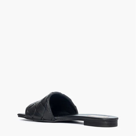 Ciabatta piatta da donna Gagliotta in pelle nera con fascia intrecciata