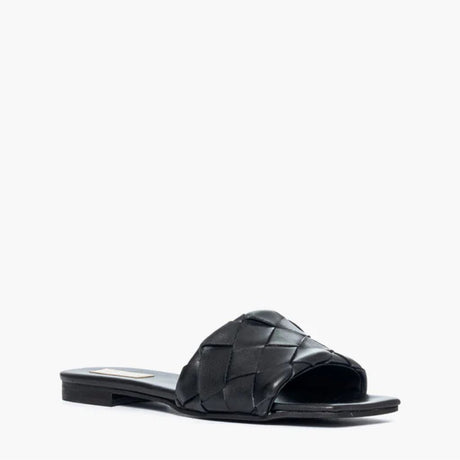 Ciabatta piatta da donna Gagliotta in pelle nera con fascia intrecciata