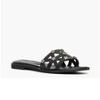Ciabatta flat Gagliotta in pelle nera, fascia geometrica découpage con borchie argentate, tacco 3 cm.