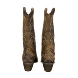 Stivali camperos in pelle cuoio con ricamo dorato