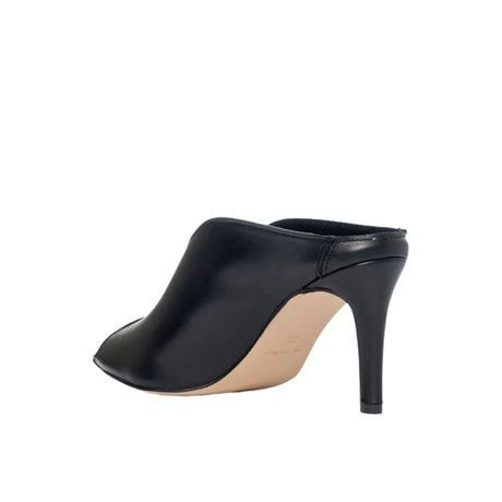 Sabot mule in pelle nera con tacco a spillo 8 cm e scollatura a V