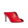 Sabot mule in pelle rossa con tacco a spillo 8 cm e scollatura a V