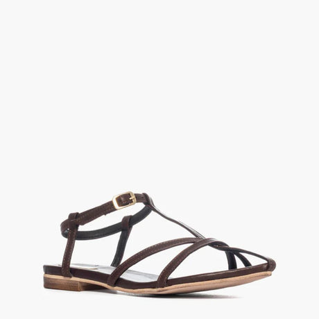 Sandalo da donna in pelle marrone scuro