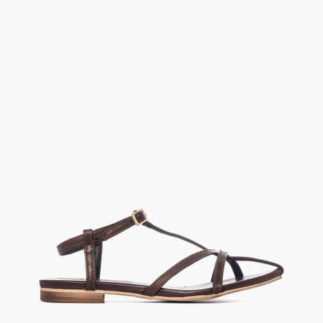Sandalo da donna in pelle marrone scuro