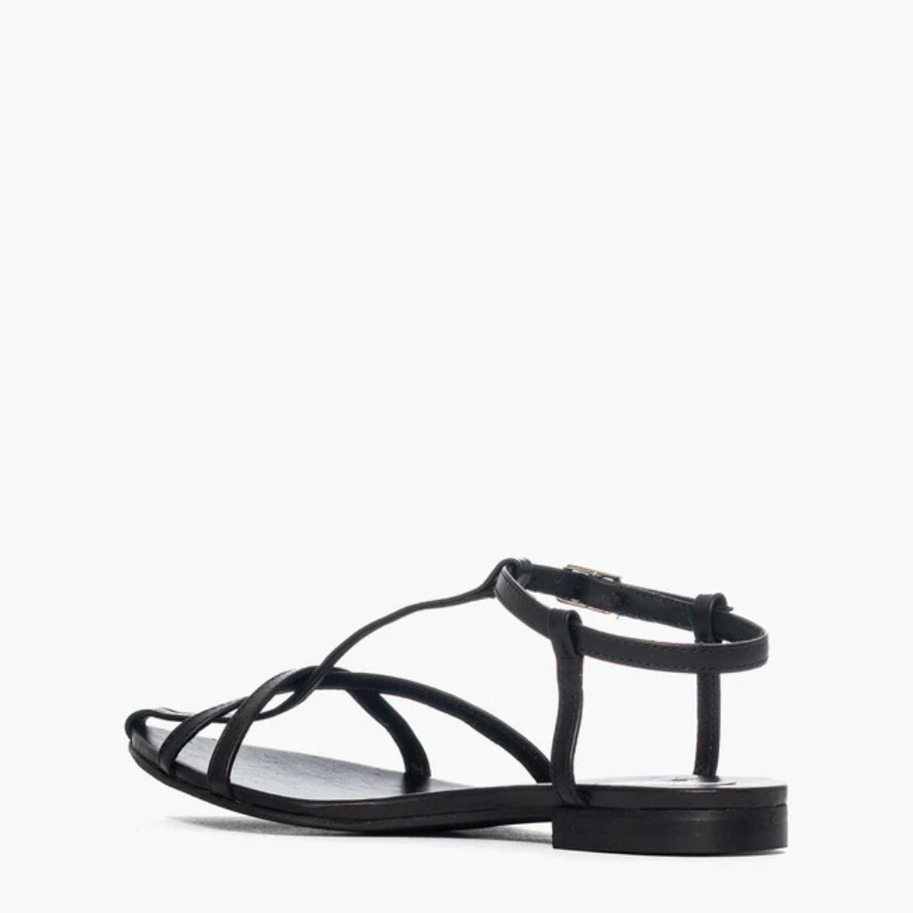 Sandalo da donna in pelle nera