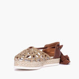 Espadrillas Gagliotta in glitter oro e pelle cuoio
