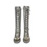 Sneaker boot cuissarde bianco vintage con cerniera interna