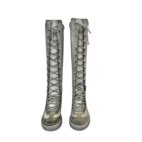 Sneaker boot cuissarde bianco vintage con cerniera interna