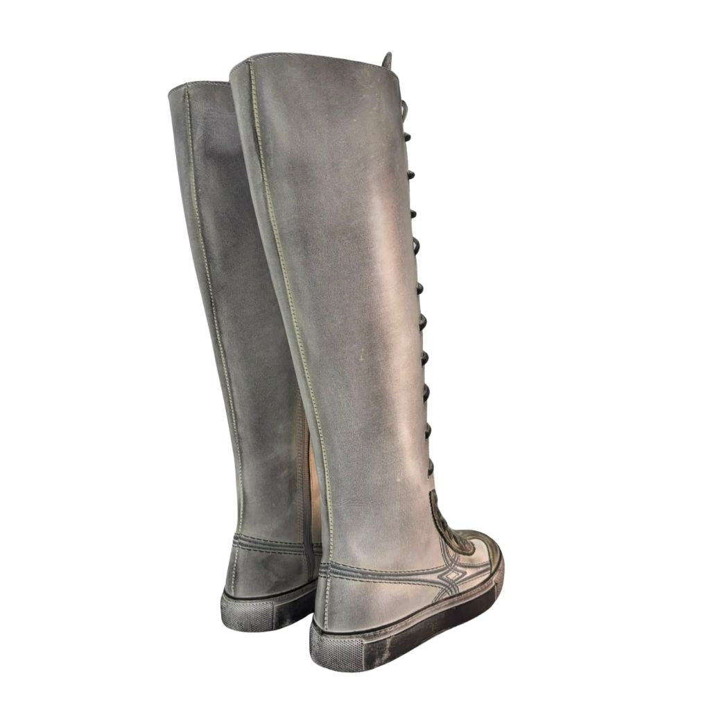 Sneaker boot cuissarde bianco vintage con cerniera interna