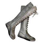 Sneaker boot cuissarde bianco vintage con cerniera interna