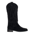 Stivali camperos in camoscio nero con ricamo