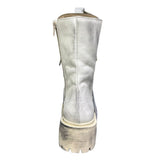 Stivale combat Gagliotta bianco vintage in pelle con lacci, corda intrecciata e suola carrarmato.