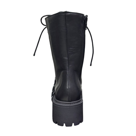 Stivale combat nero Gagliotta XLG con platform carrarmato, doppia allacciatura