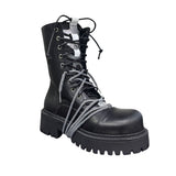 Stivale combat nero Gagliotta XLG con platform carrarmato, doppia allacciatura