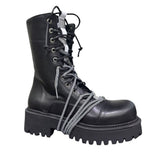 Stivale combat nero Gagliotta XLG con platform carrarmato, doppia allacciatura