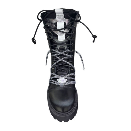 Stivale combat nero Gagliotta XLG con platform carrarmato, doppia allacciatura