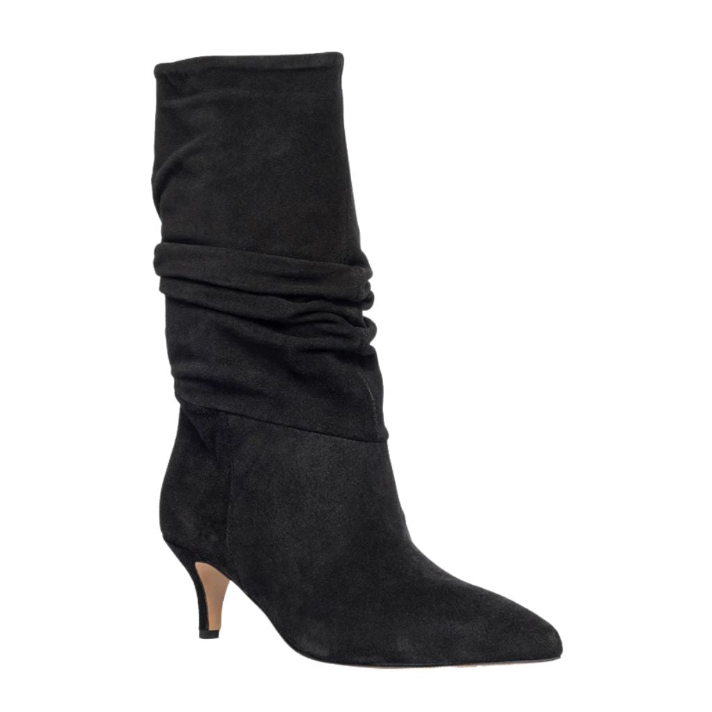 Stivale in camoscio nero Gagliotta Agua 2433 con gambale arricciato