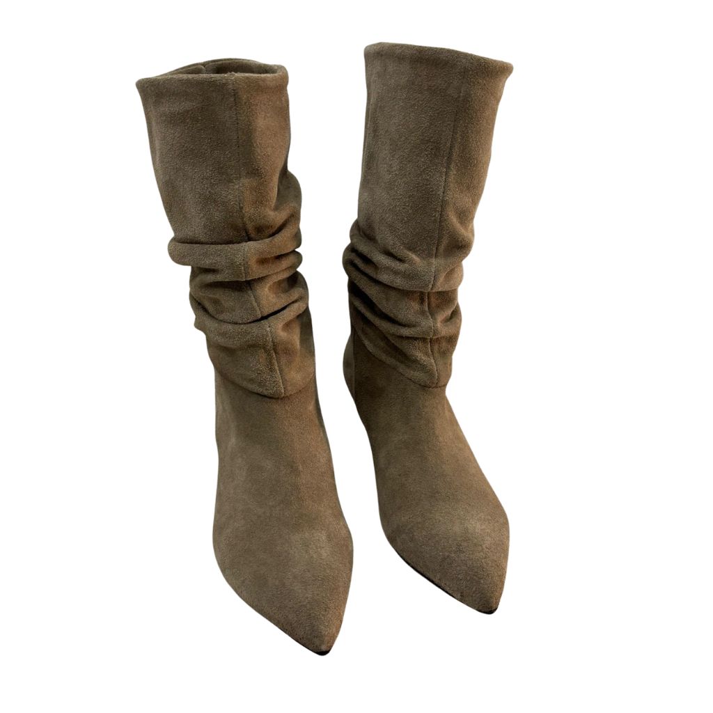 Stivale in camoscio taupe Gagliotta Agua 2433 con gambale arricciato