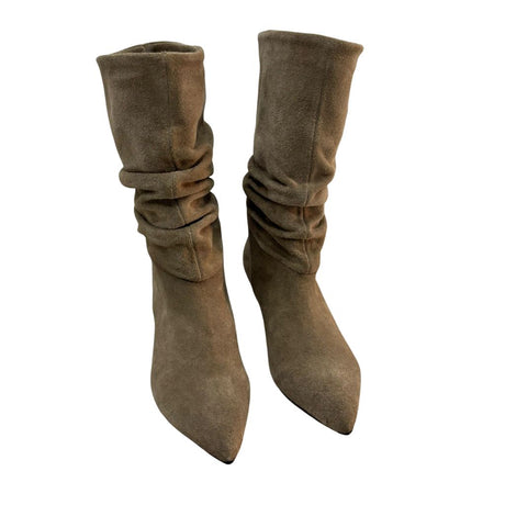 Stivale in camoscio taupe Gagliotta Agua 2433 con gambale arricciato