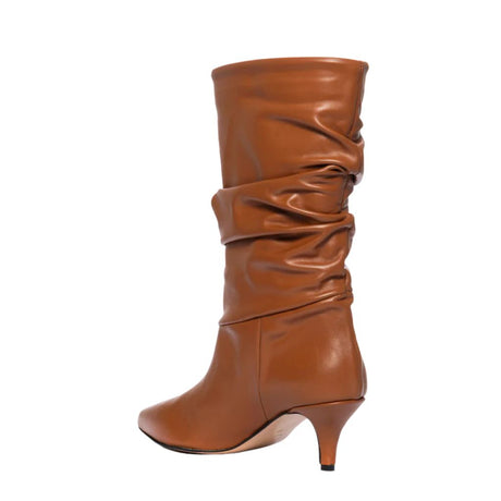 Stivali in pelle cuoio con tacco 6 cm
