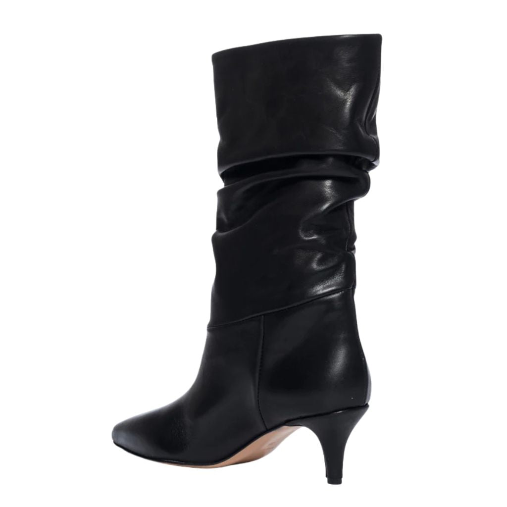 Stivali in pelle nera con tacco 6 cm