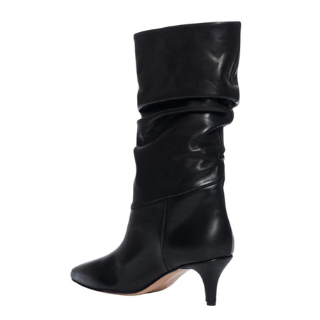 Stivali in pelle nera con tacco 6 cm