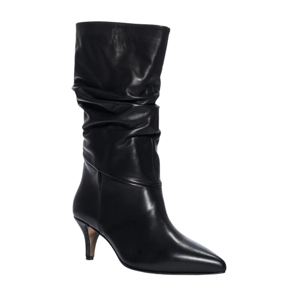 Stivali in pelle nera con tacco 6 cm