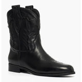 Stivali camperos in pelle nero con ricamo