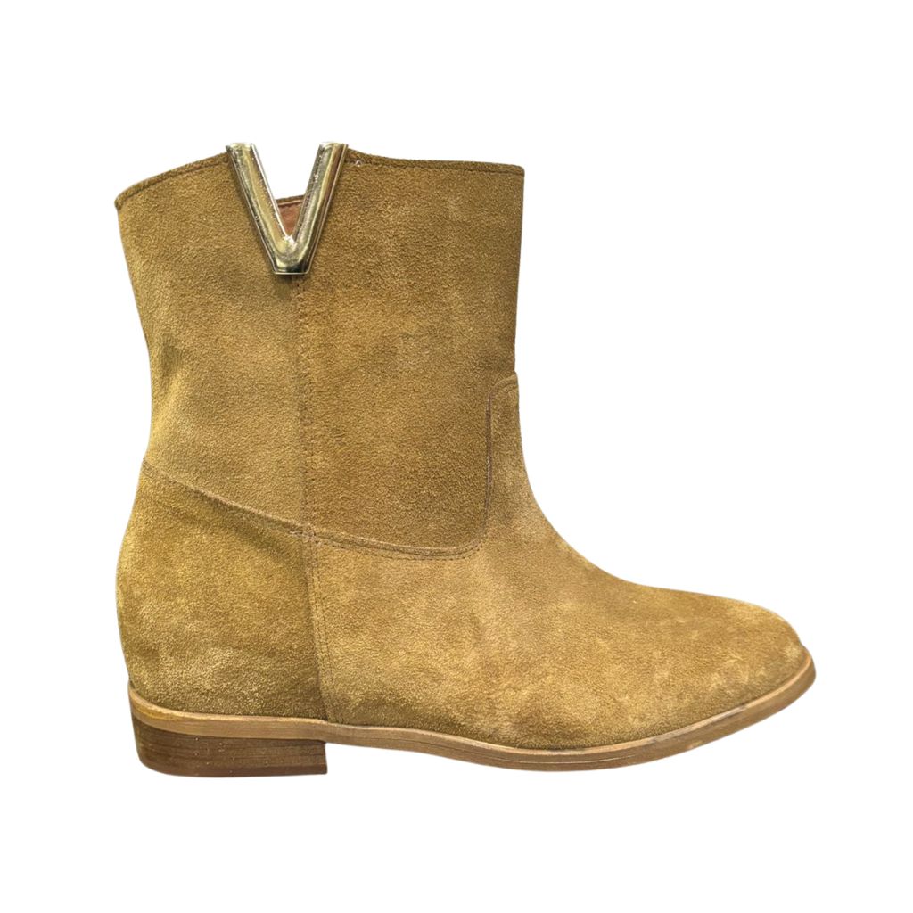 Stivaletto in camoscio cuoio Gagliotta Roma V80 con rialzo interno