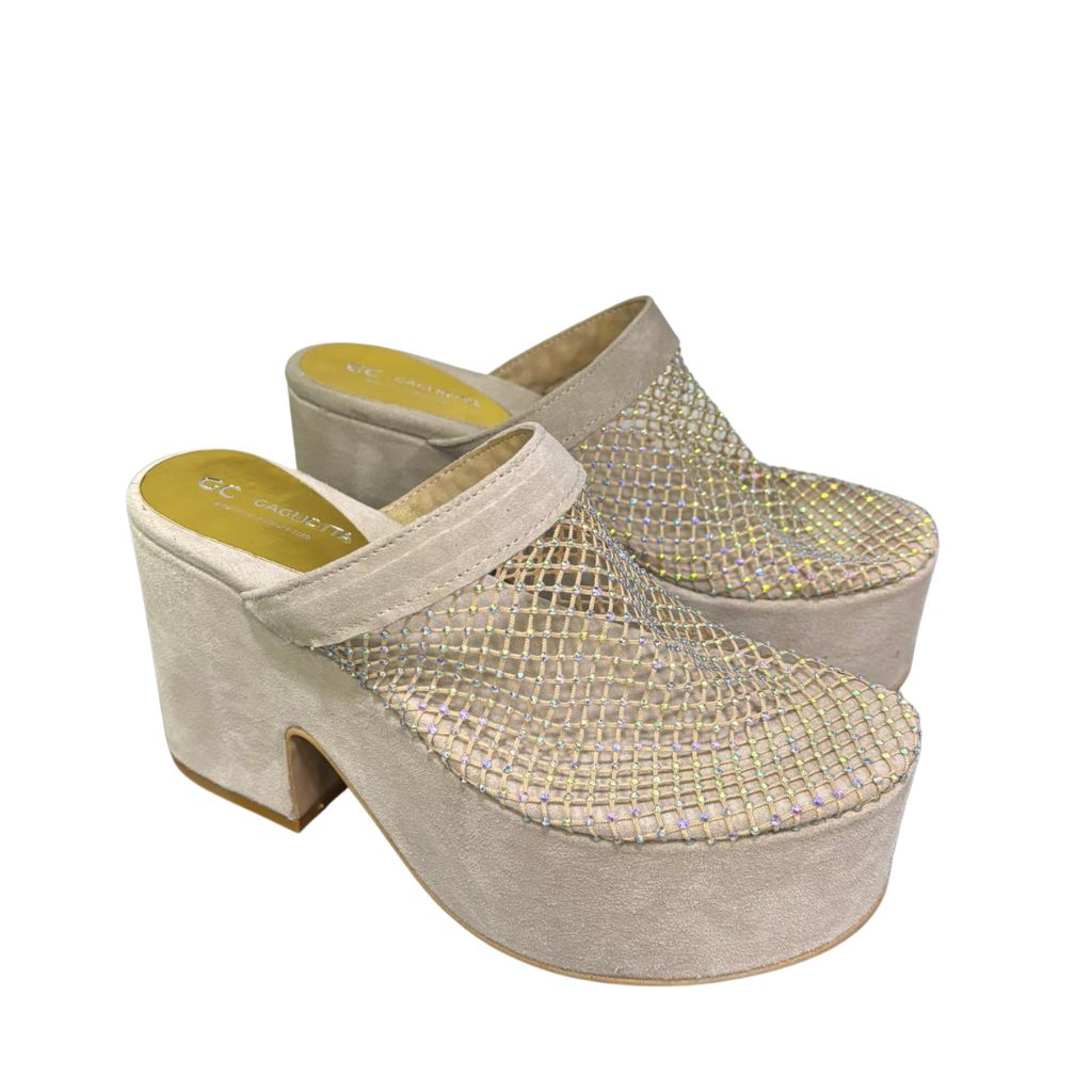 Sabot Gagliotta GC in camoscio taupe con rete