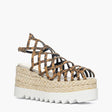 Sandalo gladiator zeppa corda 8,5 cm Gagliotta in pelle leopardo