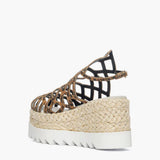 Sandalo gladiator zeppa corda 8,5 cm Gagliotta in pelle leopardo