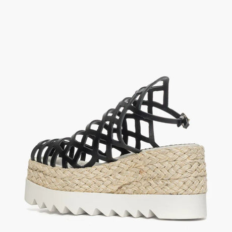 Sandalo gladiator zeppa corda 8,5 cm Gagliotta in pelle nera
