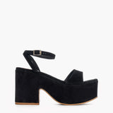 Sandalo Gagliotta in camoscio nero con zeppa alta 10.5 cm