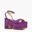 Sandalo Gagliotta in camoscio viola con zeppa alta 10.5 cm