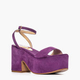 Sandalo Gagliotta in camoscio viola con zeppa alta 10.5 cm