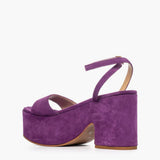 Sandalo Gagliotta in camoscio viola con zeppa alta 10.5 cm