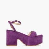 Sandalo Gagliotta in camoscio viola con zeppa alta 10.5 cm