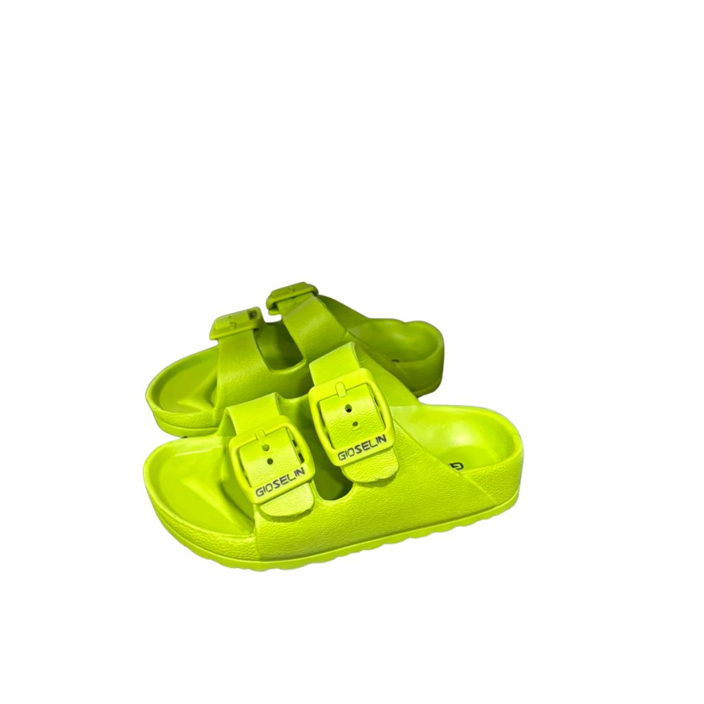 Sandalo Gioselin EVA doppia fascia con fibbia, color verde lime.