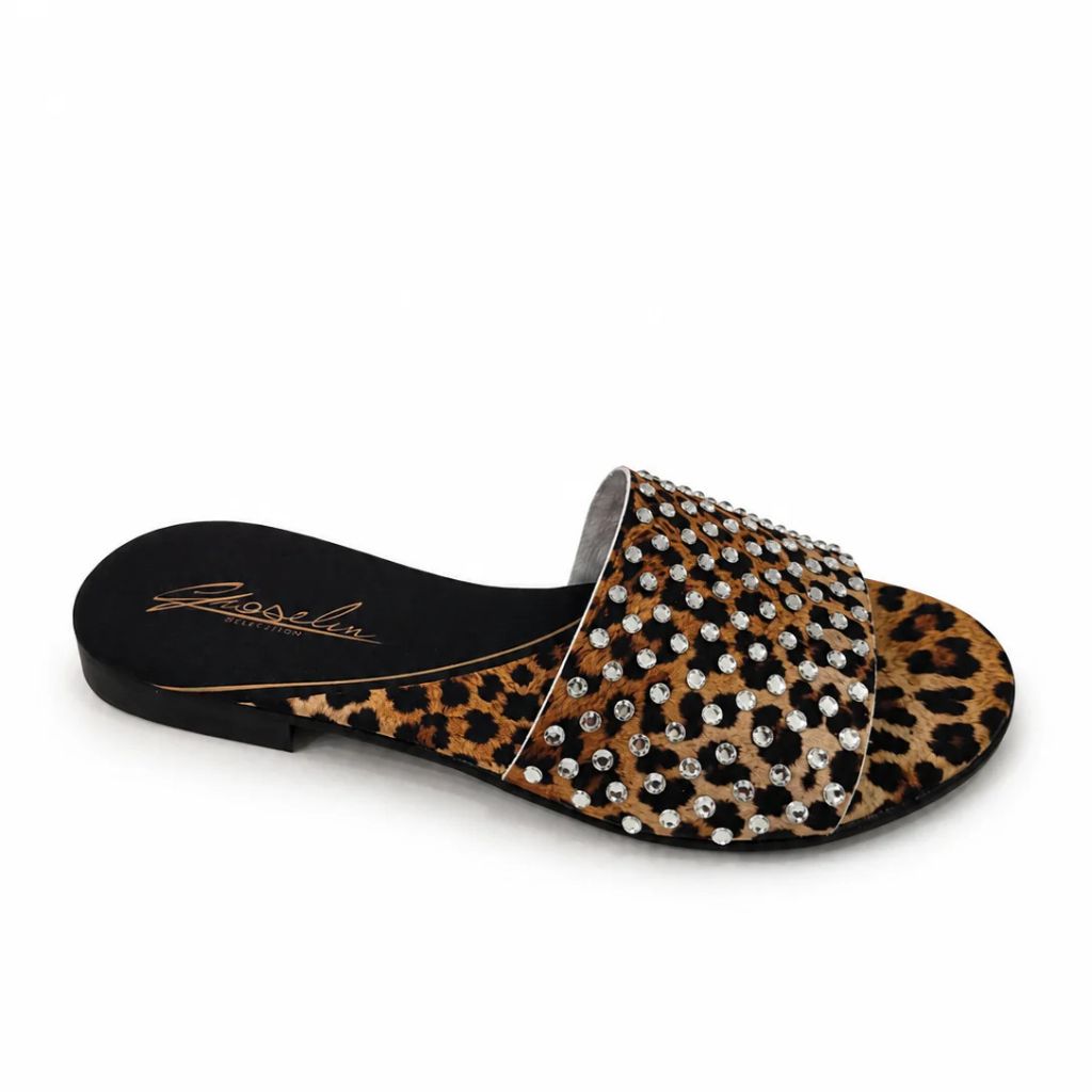 Sandalo Gioselin leopardato con strass
