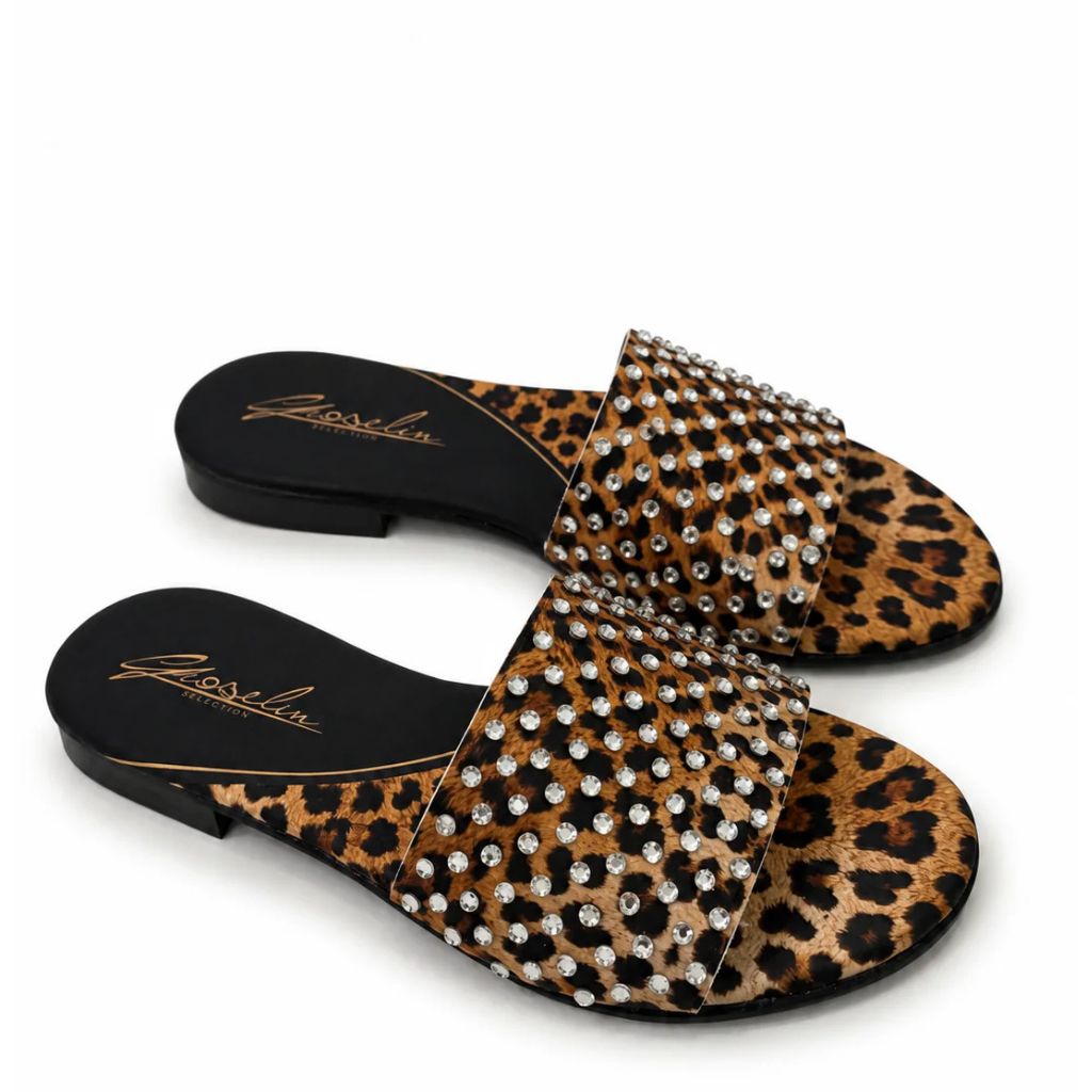 Sandalo Gioselin leopardato con strass