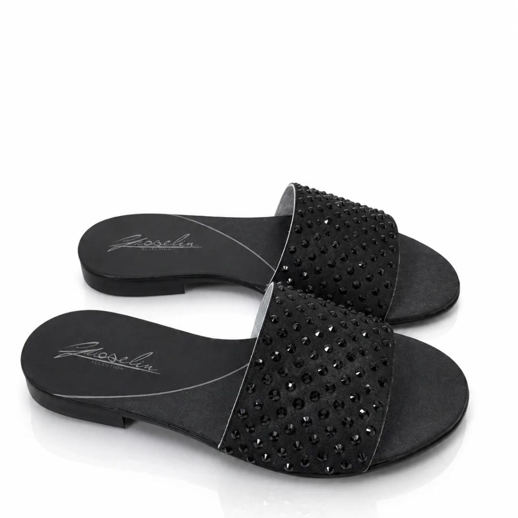 Sandalo Gioselin total black con strass