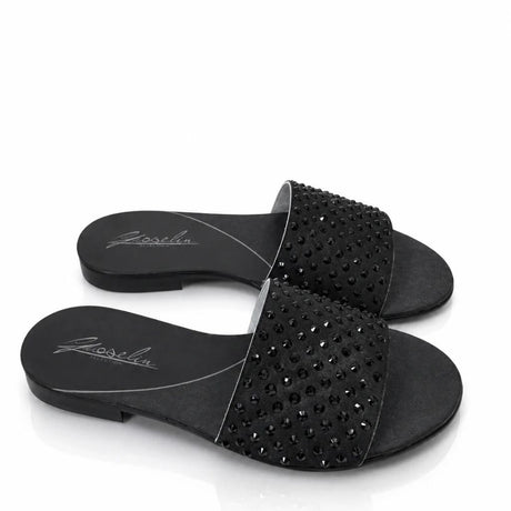 Sandalo Gioselin total black con strass