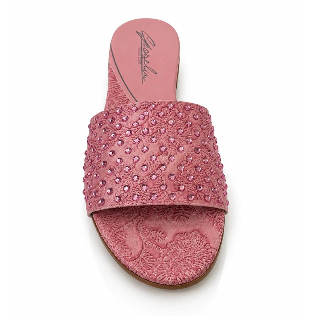 Sandalo Gioselin rosa con pizzo e strass