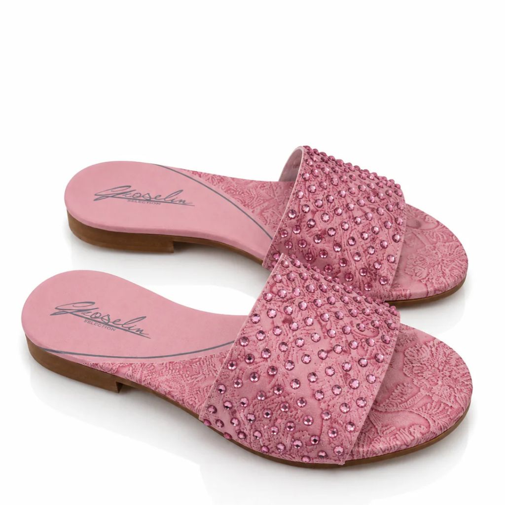 Sandalo Gioselin rosa con pizzo e strass