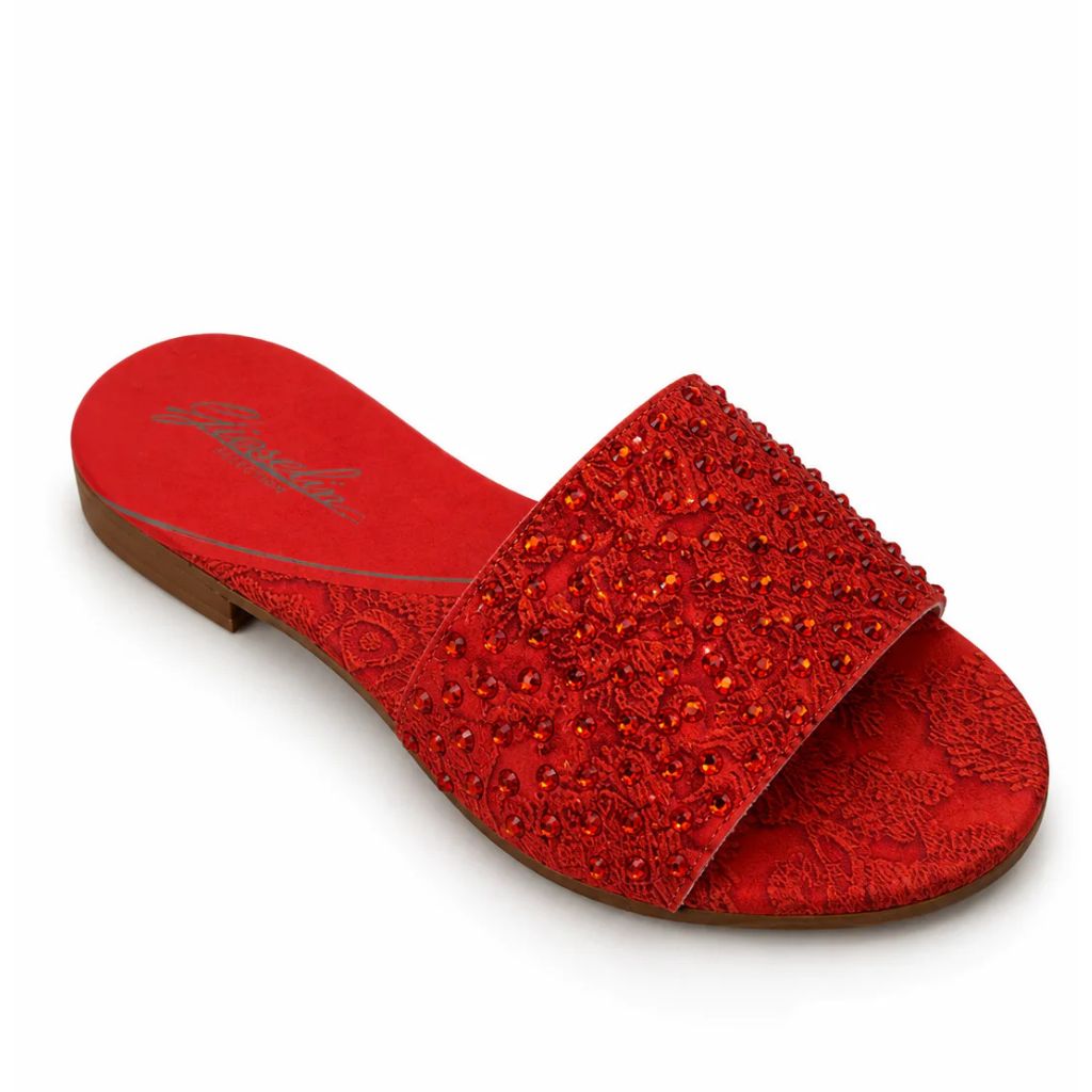 Sandalo Gioselin arancio con pizzo e strass